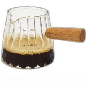 6OZ Espresso Cups, Espresso Accessories, Expresso Shots Cup, Espresso Shot Glass with V-Shaped Mouth, Ribbed Milk Frothing Pitcher, Glass Measuring Cup