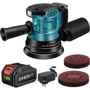 5 Inch Cordless Random Orbital Sander, 12000RPM Electric Orbital Sander 3 Various Speeds, 4.0Ah   Palm Sanders w/20 Pcs Sandpapers for Woodworking, Sanding