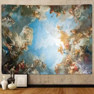 Retro Renaissance Tapestry, Vintage Greek Mythology Painting Art Ceiling Tapestries Wall Hanging for Bedroom College Dorm Living Room Office Decor 80X60, Unique Baroque Angel Poster Blanket