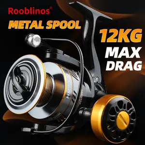 Rooblinos HM Spinning Reel, Full Metal Frame, Stainless Steel Ball Bearing, 8kg Max Drag Fishing Reels, Fishing Gear for Medium Inshore & Offshore Saltwater, Freshwater and Ice Fishing, Fishing Equipment #GLOBAL PICKS