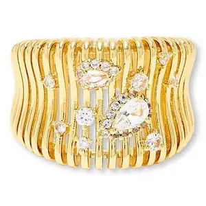 Bellezza White Topaz Plated Bronze Illusion Ring