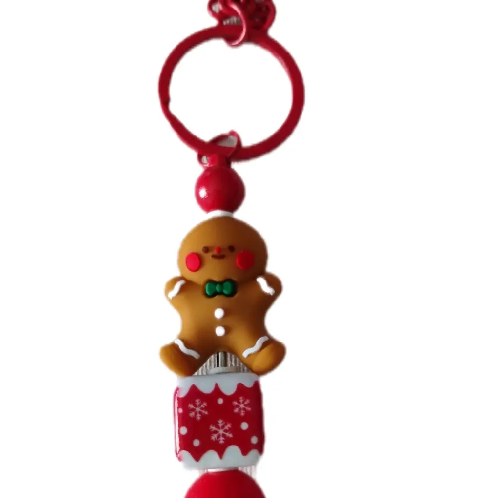 Gingerbread beaded keychain