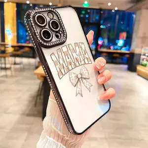 MAMA BOW  luxury rhinestone decor phone case for iPhone 17 17Air 17Promax16 15 14 13 12  plus pro Max shockproof camera protector cover, can be given as a gift to friends or family