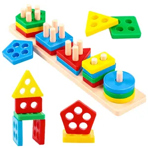 Shape Puzzle Color Sorting Toy Set, Shape Sorter, Children Learning Educational Toy, Shape Matching Building Blocks, Hand-Eye Coordination Stacker Stacking Puzzles
