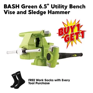 Wilton BASH Green 6.5" Utility Bench Vise and Sledge Hammer - BUY 1 GET 1