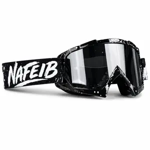 1 Pair NAFEIB Motorcycle Goggles Splatter Graffiti Style UV400 Anti-Fog Shatterproof Lens Wide Vision Dual Sport Goggles for Dirt Bike Skiing Snowboard Cycling ATV MX Motocross Off-Road Riding Unisex Men Women Youth