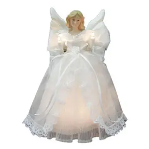 212 MAIN UL Listed Light-Up Christmas Angel Ornament, Noma Inliten V4981-88 10 in. Tree Top Decoration with White Dress, White Wings, and Light Up Costume Elements