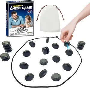 Sooshoom Magnetic Chess Game 2-Player , Full-Size Pieces with String, Travel Board Game, Puzzle Strategy Game for Kids Adults Family Camping