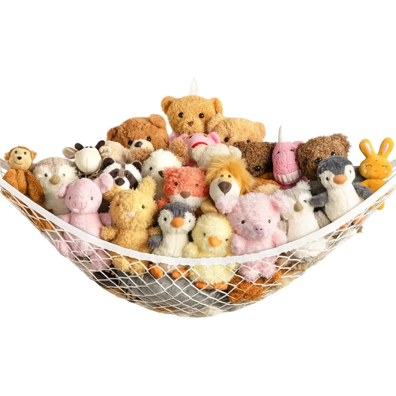 Stuffed Animal Storage Hammock Net Corner - Large Toy Hammock Net for Stuffed Animals Room Decor - Cute Stuff Animal Organizer Holder for Plush Plushie - Kids Baby Nursery Wall Bedroom Home Decor Horizontal Bath Pink Cotton Rope Gift Basket document
