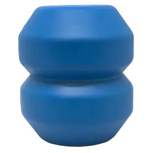 Double Trouble Durable Rubber Chew Toy and Treat Dispenser for Dogs - Solid Blue Large Size 3.5" x 3" - FDA Compliant, Dishwasher Safe, Veterinarian Approved - Boredom