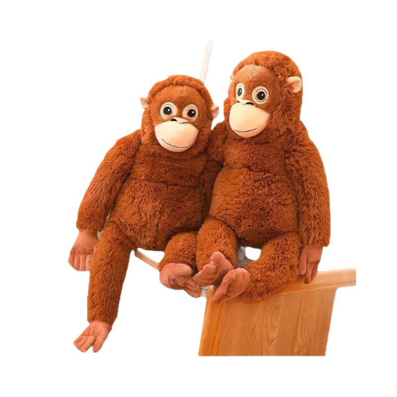 Cute Monkey Plush, Brown Gorilla Doll, Gibbon Throw Pillow, Suitable for Young People