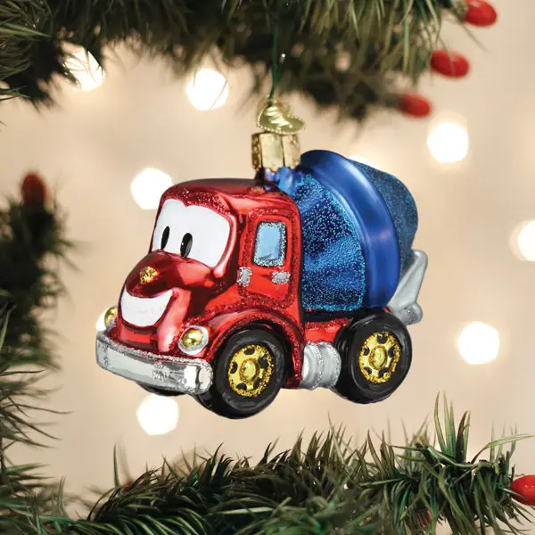 Cheerful Handmade Cement Truck Ornament, Christmas Car Interior Decor, Automotive Decoration Accessory