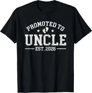 100%cotton Promoted to Uncle est. 2026 Baby Announcement for Uncle T-Shirt