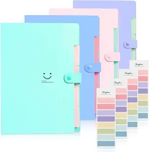 Expanding File Folders with 5 Pockets, Accordion File Organizer with 32 Labels, Portable Document Paper Organizer, Filing Folders, Letter / A4 Size