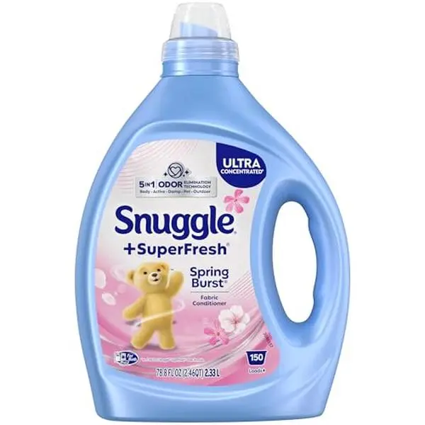 Snuggle SuperFresh Fabric Softener Liquid, Ultra Concentrated, 78.8 Oz, 150 Medium Loads, Spring Burst Fabric Conditioner, Lasting Scent, Fights Stubborn Odors, Softens, Reduces Static & Wrinkles