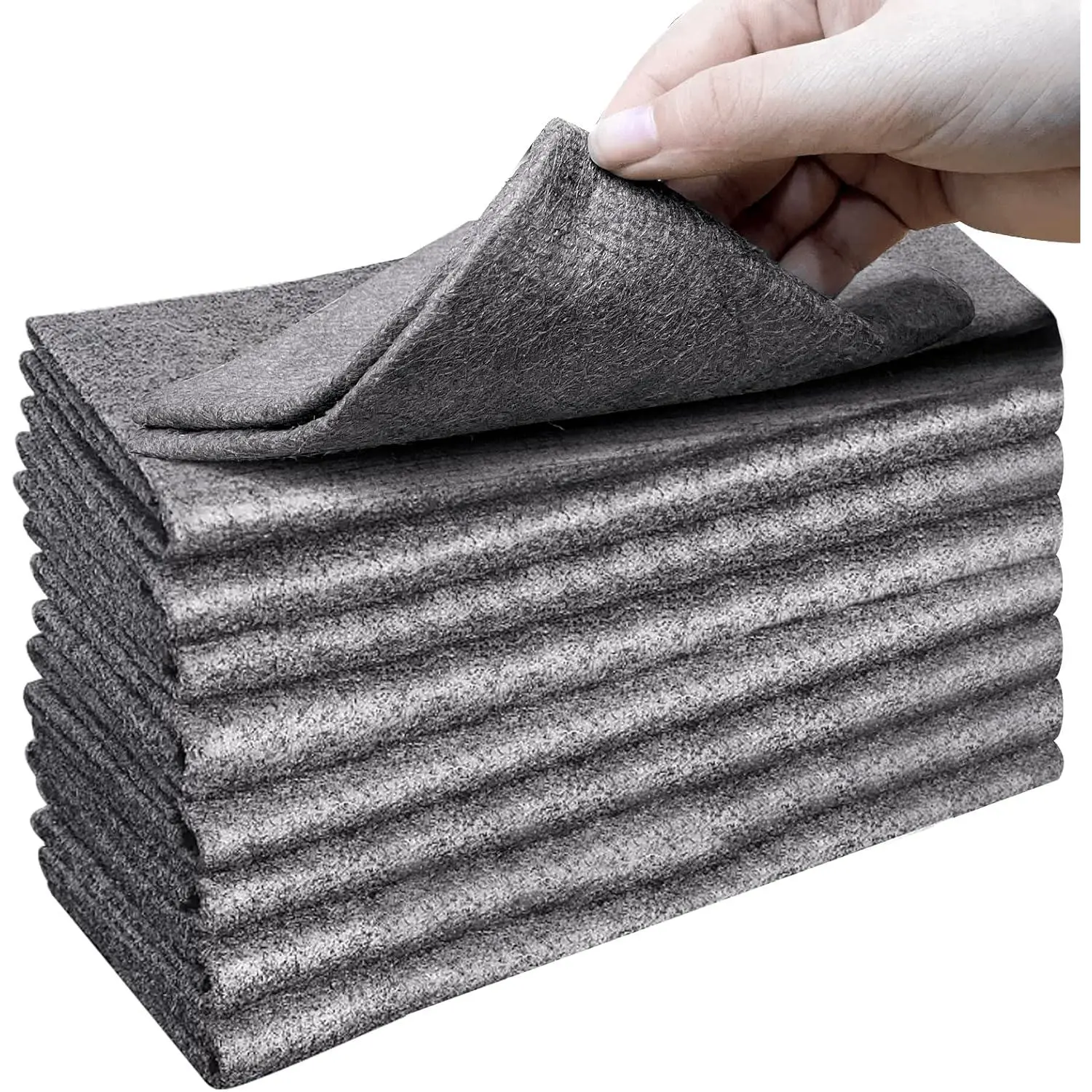 Microfiber Cleaning Cloths - 8 Pcs Thick Lint-Free Synthetic Microfiber Towel, 11.8 * 11.8In, Damp Wipe Only for Window Care, Home Kitchen Cleaning Rags, Gray