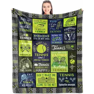 Unique Tennis Gifts Women/Men/Girls/Boys, Funny Tennis Players/Lover Gift Ideas, Tennis Accesories/Stuff for Party, Tennis Themed Soft Blanket 50'' x 60''