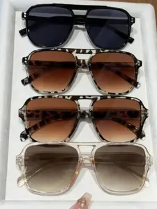 Unisex Y2K Fashion Pilot Sunglasses Set, Casual Daily Wear, Outdoor Activities, Screen Light Protection, Durable Oversized Cat Eye Glasses