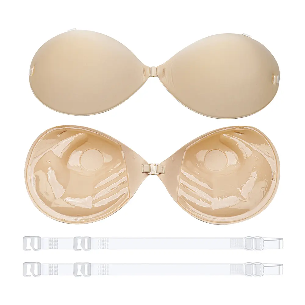 2 Pairs Thicken 3cm Adhesive Push Bra Seamless Sticky Bra for Women Deep V Backless Dress Bridal Wedding