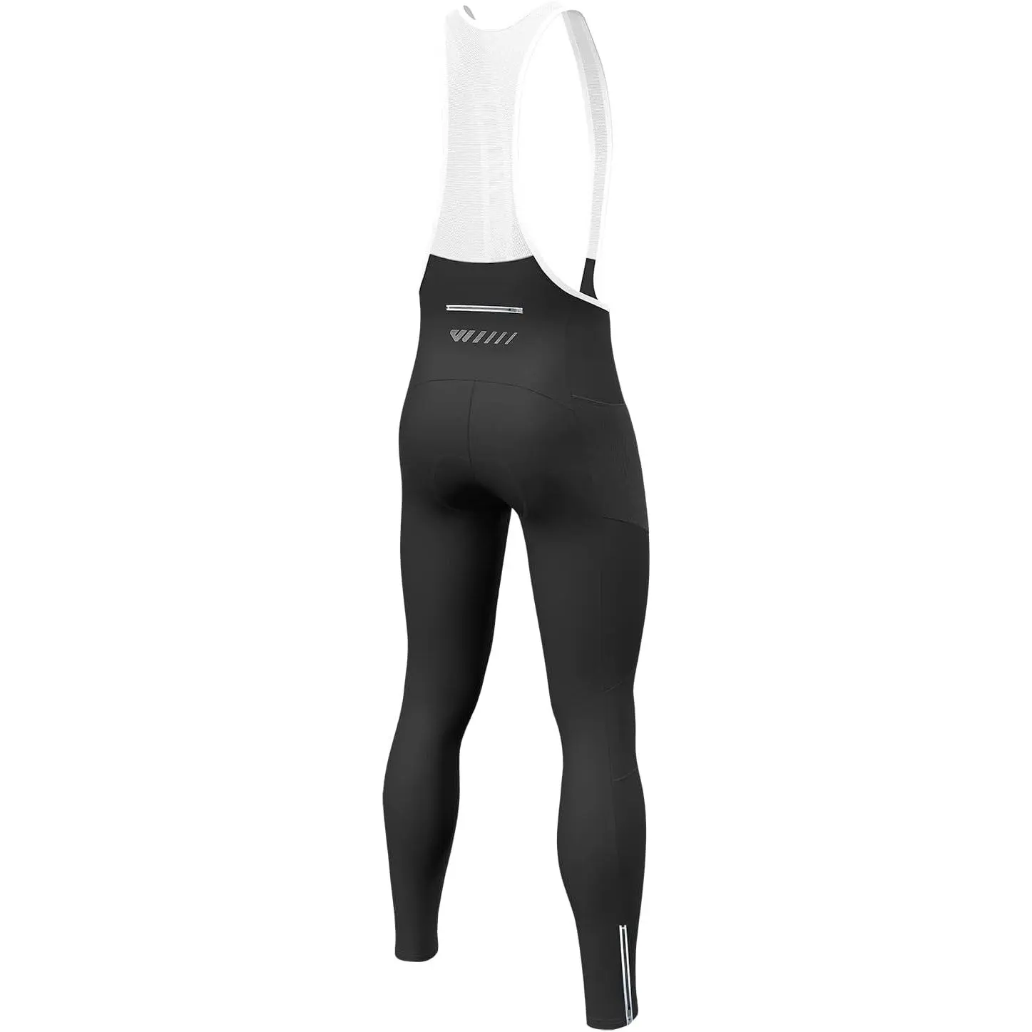 Wulibike Men's Thermal Cycling Bib Tights, Padded Nylon Spandex Activewear Bottoms with 4 Pockets for Cold Weather Riding