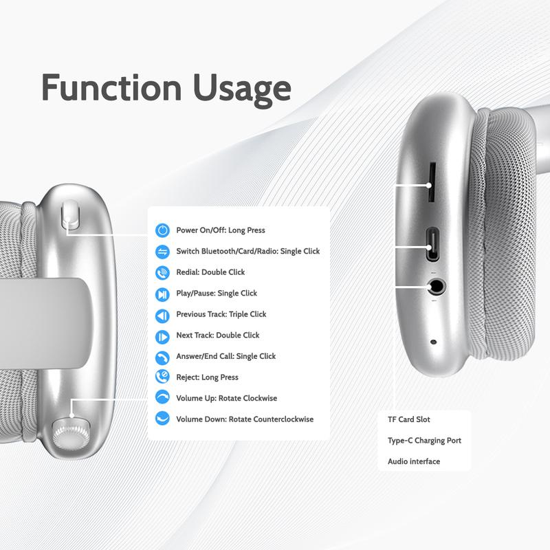 Wireless Over-ear Headphone,Bluetooth-compatible Headset For Sports,Gaming