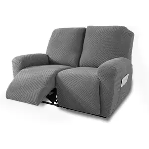 NORTHERN BROTHERS Loveseat Recliner Covers 2 Seater, Stretch Reclining Loveseat Cover, Machine Washable Recliner Loveseat Covers, Furniture Protector Double Recliner Cover for Dog Kid, Light Gray