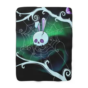 Moonlight Designing Utopia LLC Cracked Bunny Skull Fleece Blanket