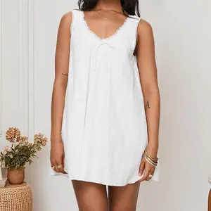 Women Maternity Summer Dress Casual Lace Patchwork V-Neck Mini Tank Dress for Photoshoot Pregnancy Clothes