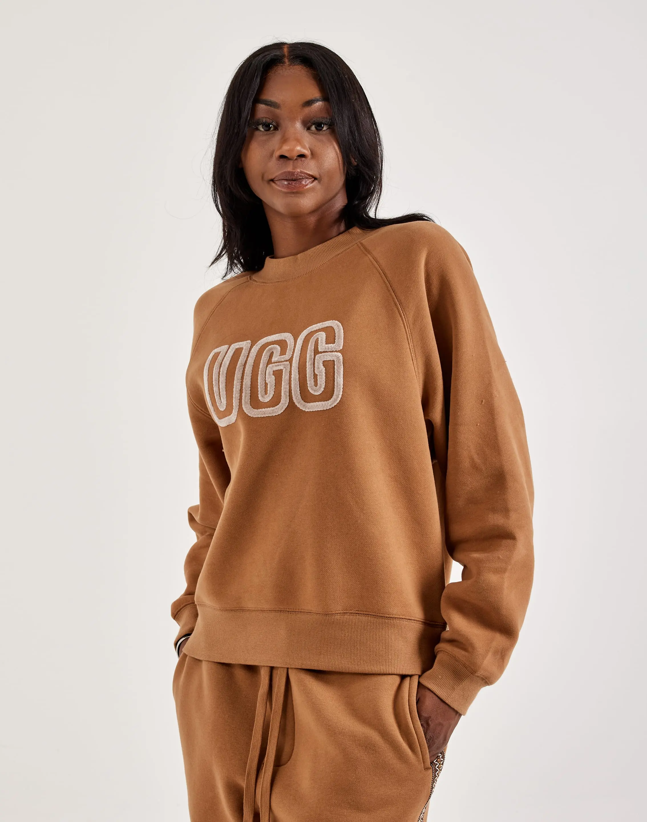 Womens UGG Logo Crewneck Fleece Sweatshirt