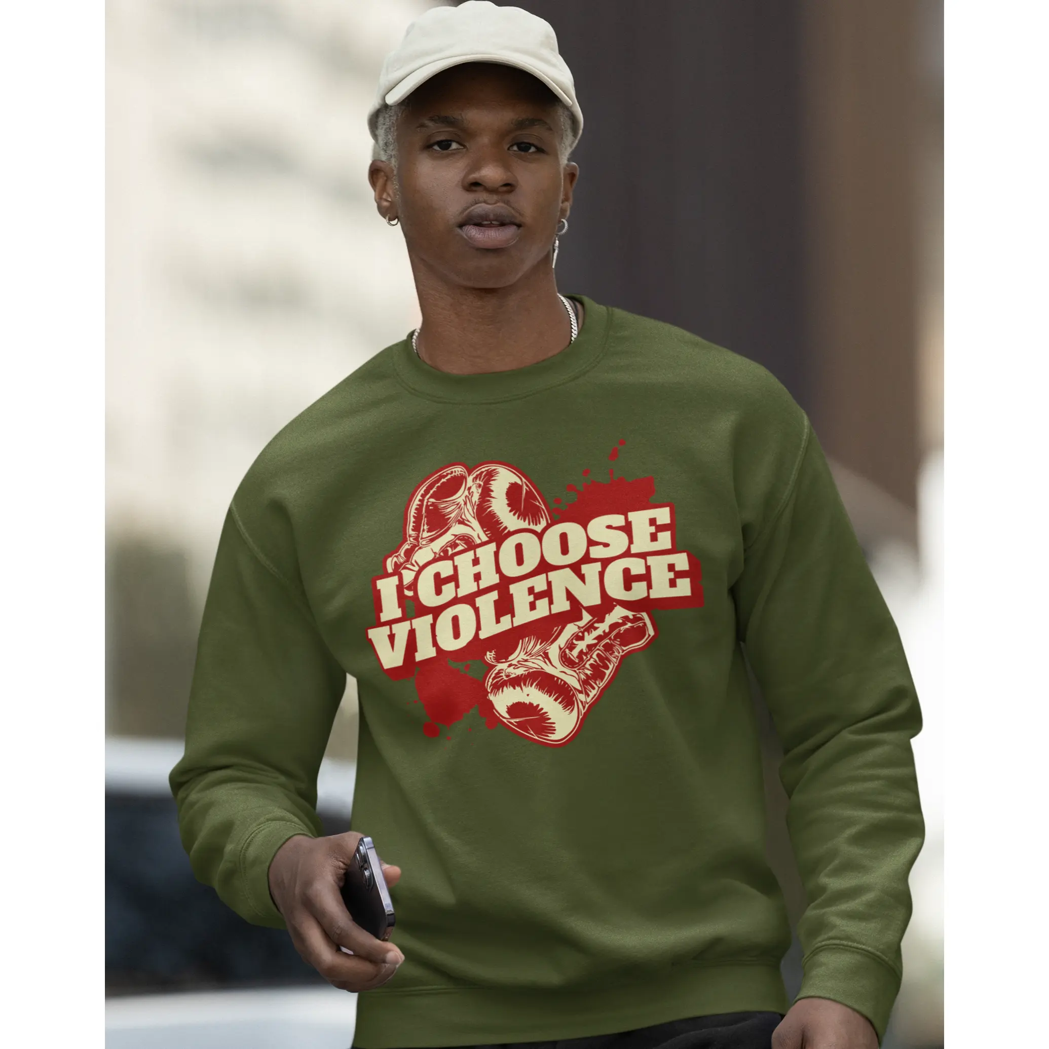 I Choose Violence Boxing MMA Crewneck Sweater | Gloves, Combat Sports | 3 COLORS (WHAT'S YOUR HUSTLE?®)