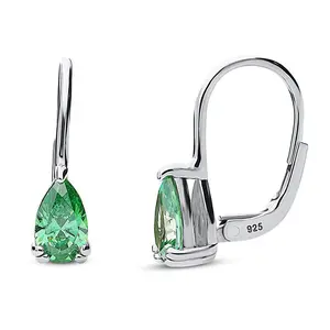 BERRICLE Sterling Silver Solitaire Leverback Drop Dangle Earrings for Women, 1.6-2.6 Carat Pear Cut Cubic Zirconia CZ, Yellow Gold Flashed/Rhodium Plated