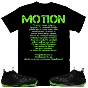 Motion Shirt to Match Foamposite Volt, Foamposite One Black and Volt Shirt.