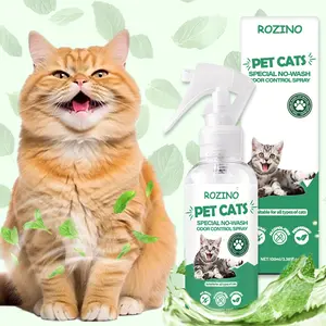 100ml pet cat no-rinse spray, containing mint ingredients, alcohol-free, specially designed for cats, suitable for all types of cats, effectively controls odors, no need for water washing, gently cares for cat skin