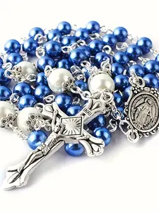 Elegant Glass Pearl Beads Prayer Necklace Set, Cross Necklace, Perfect for Daily Wear & Festive Occasions, Ideal Birthday Gift Idea