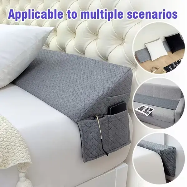 Multi-Functional Bed Wedge Pillow, Adjustable 0-7 Inch Gap Filler, Breathable Back Support Pillow for Headboard and Mattress Gaps, Soft All-Season Bed Accessory