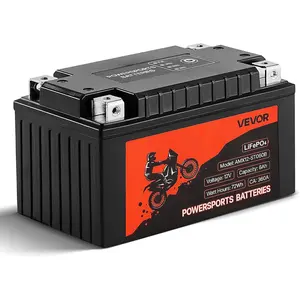 VEVOR Motorcycle Battery, 12 Volt 6Ah, LiFePO4 Lithium Pre-Charged Powersports Battery, Maintenance Free & High Performance, Compatible with ATV, Motorcycle, Jet Skis, Scooter, UTV, and More