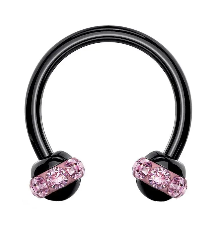Pink Gem Orb Black Circular Barbell Pink Gem Orb Black Circular Barbell