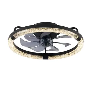 ARCH 20" Ceiling Fans with Kit ,LED Light Source and Remote Control, 3000-6500K Dimmable Modern Flush Mount LED Fan Light, 6 Speeds, Quiet DC Motor For Living room, Bedroom,Kitchen----Matte Black