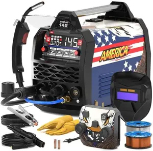 【DealsForYouDays】ANDELI MIG-145 145A 4-in-1 Multi Process Welder, 110V/220V Dual Voltage IGBT Inverter Unit, Gasless MIG, Stick, Lift TIG, Synergic Digital Display, Portable, Remote Control Compatible for Garage DIY Repair, Gasless Mig Welder