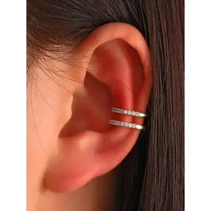 Rhinestone Decorated Ear Cuff, Gifts for Her, Double Layer Ear Cuff for Women & Girls, Fashion  for Party, Daily Clothing Decor, Trendy All-match & Exquisite  for Birthday Gift, Accessories men y2k jewelry