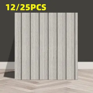 12/25Pcs Economy Pack, Faux Grille 3D Wood Panel, 30X30cm Self-Adhesive Thickened PVC, Low Cost Living Room Bedroom TV Background Wall.