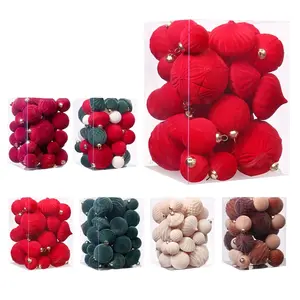 Christmas Decorations Set, 35 Premium Velvet Christmas Balls Gift Box, Tree Hanging Ornaments, Holiday Home Decoration Accessories