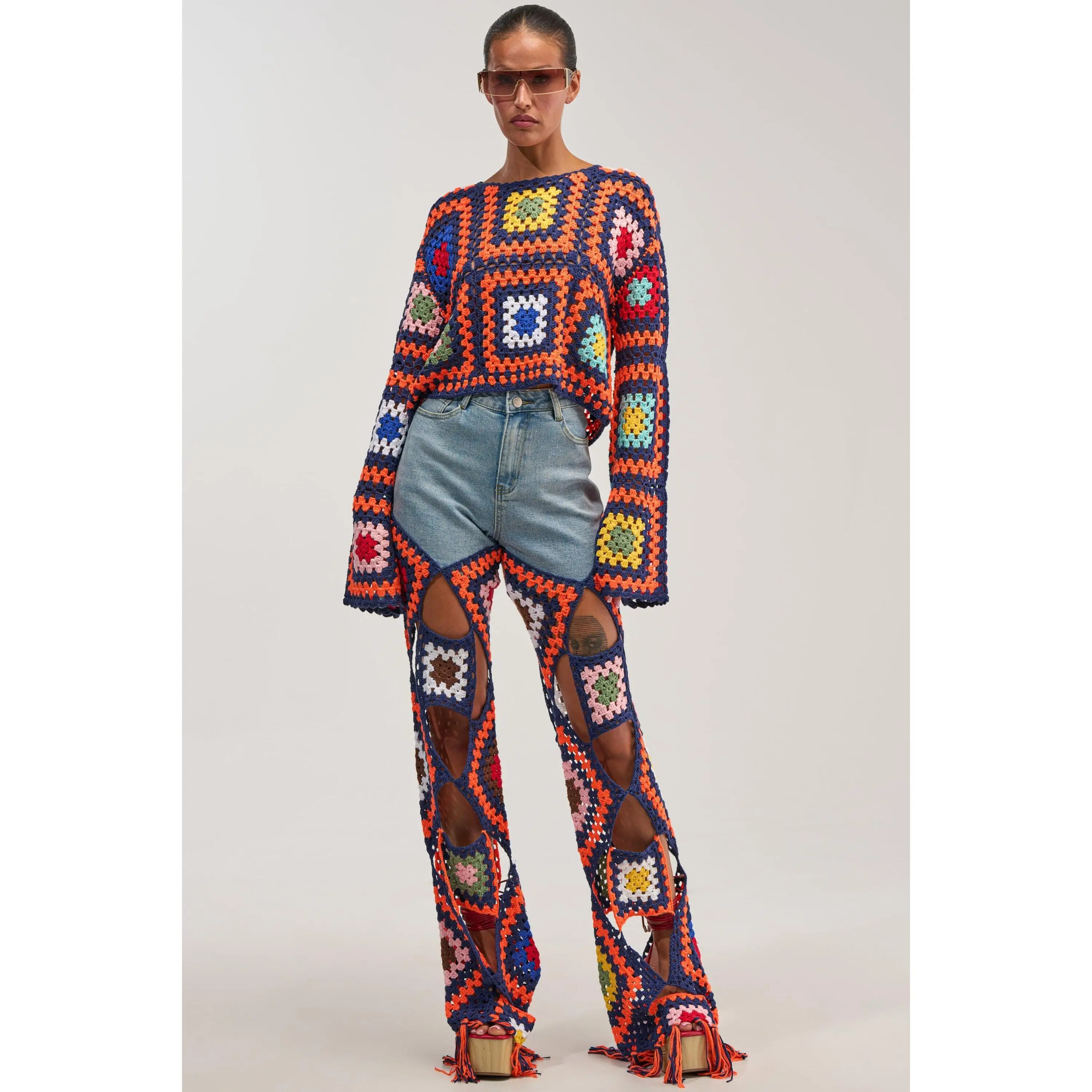 MIXED FEELING CROCHET DENIM