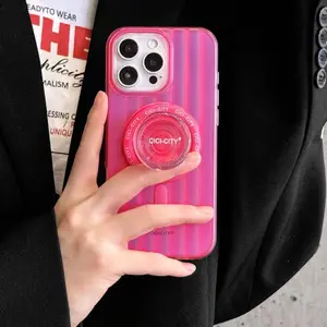 Eye-Catching Aurora Light Magnetic Kickstand Phone Case Full Coverage Anti-Slip Protector for IP 16 15 Pro 14 13 Stylish Functional Accessory