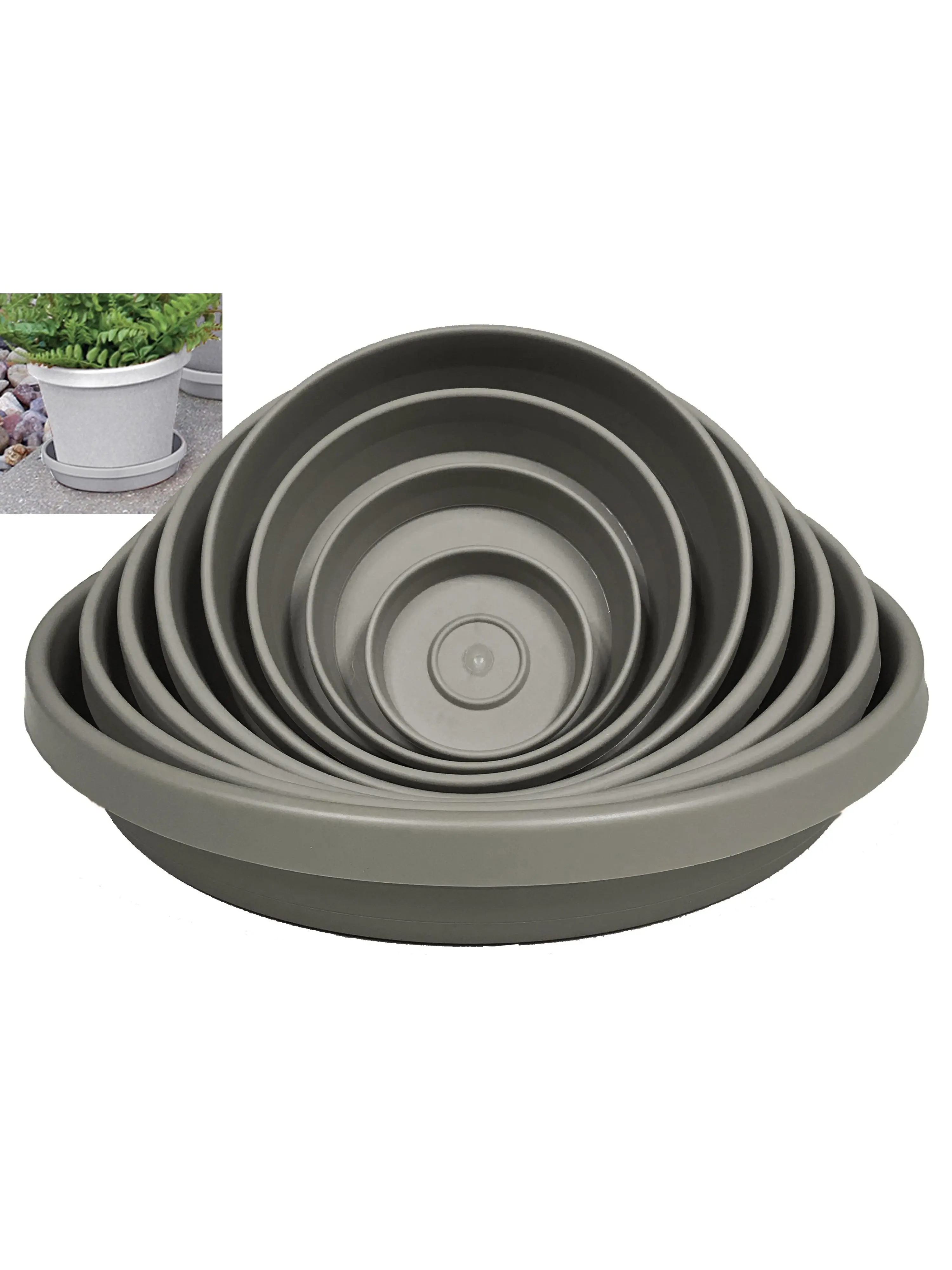 6 in. Resin Pot Planter Tray, Peppercorn Color, 6" Pot Planters Compatible, UV Protection, All-Weather Durability