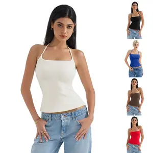 Naeduo Women's Basic Sleeveless Adjustable Spaghetti Straps Halter Double Lined Cami Top - Slim-Fitting, Breathable, Casual, Y2K Style, Summer Wear SpringStatements