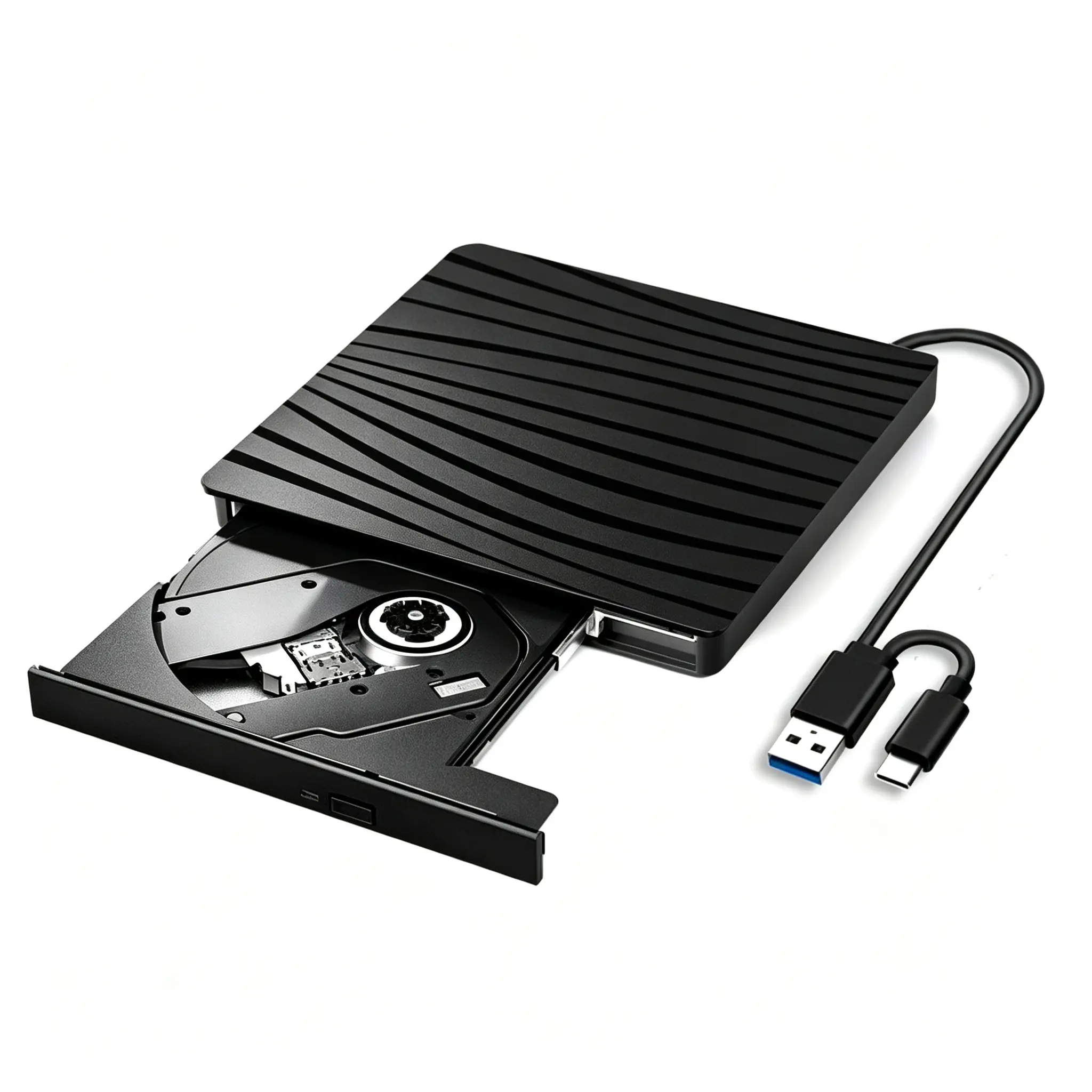 Portable USB A/C 3.0 CD DVD Player Burner, +/-RW Disk Duplicator Optical Drive, Plug & Play External Disk Reader Writer