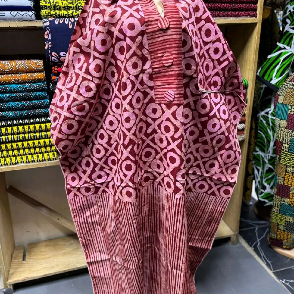 African Traditional Long Sleeve Maxi Dress with Neckline, Boho Style, Perfect for Summer