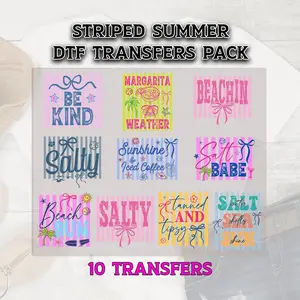 Striped Summer DTF Transfer, Summer DTF Bundle, Salty Dtf Prints, Summer Ready to Press, Dtf Grab Bag, Margarita Dtf Transfer, Beach Dtf