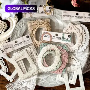Vintage Decor Scrapbooking Supplies, 10 Sheets/bag Bulk Stickers, Diverse Designs, Frame Photo Frame Decorative Pictures & Background Paper, Add Nostalgic Touch #GLOBAL PICKS